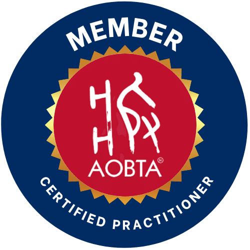 AOBTA Certified-Practitioner badge verifying Doc Blackstone’s accredited Asian bodywork expertise