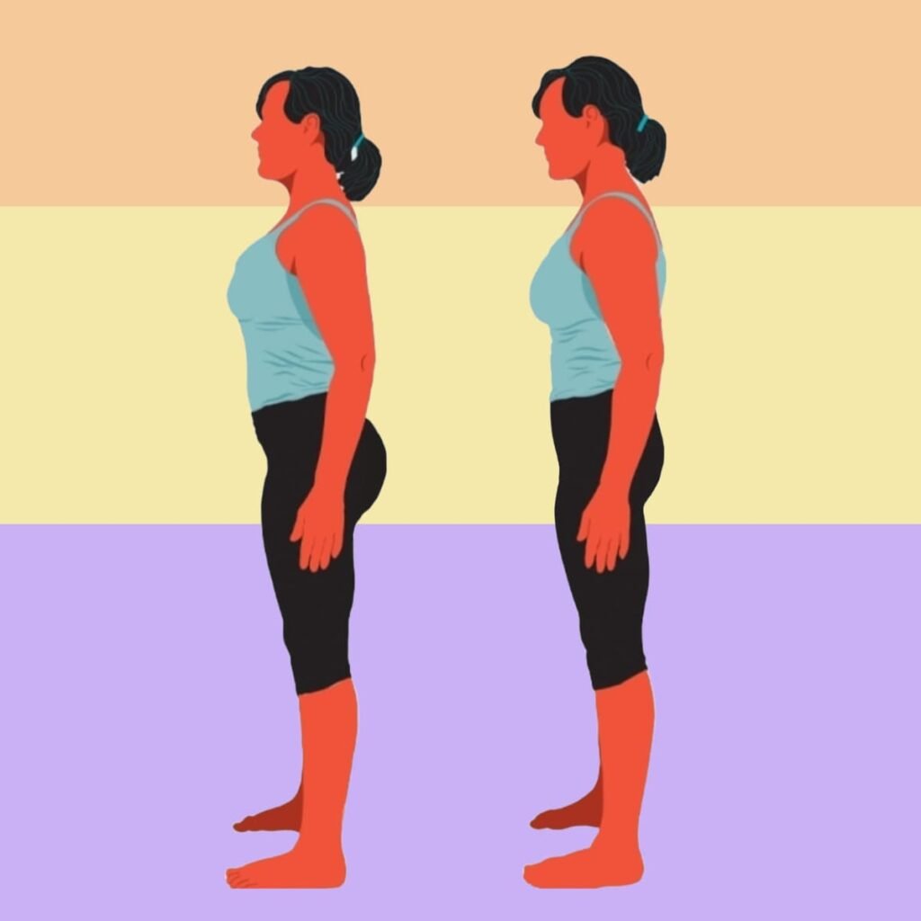 image of female comparing poor structural alignment with correct structural alignment