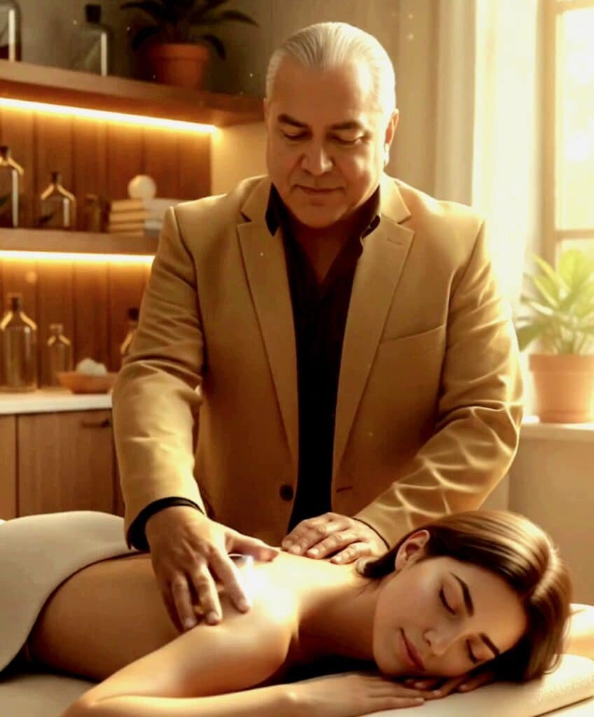 Doc Blackstone performing needle-free acupunctre session