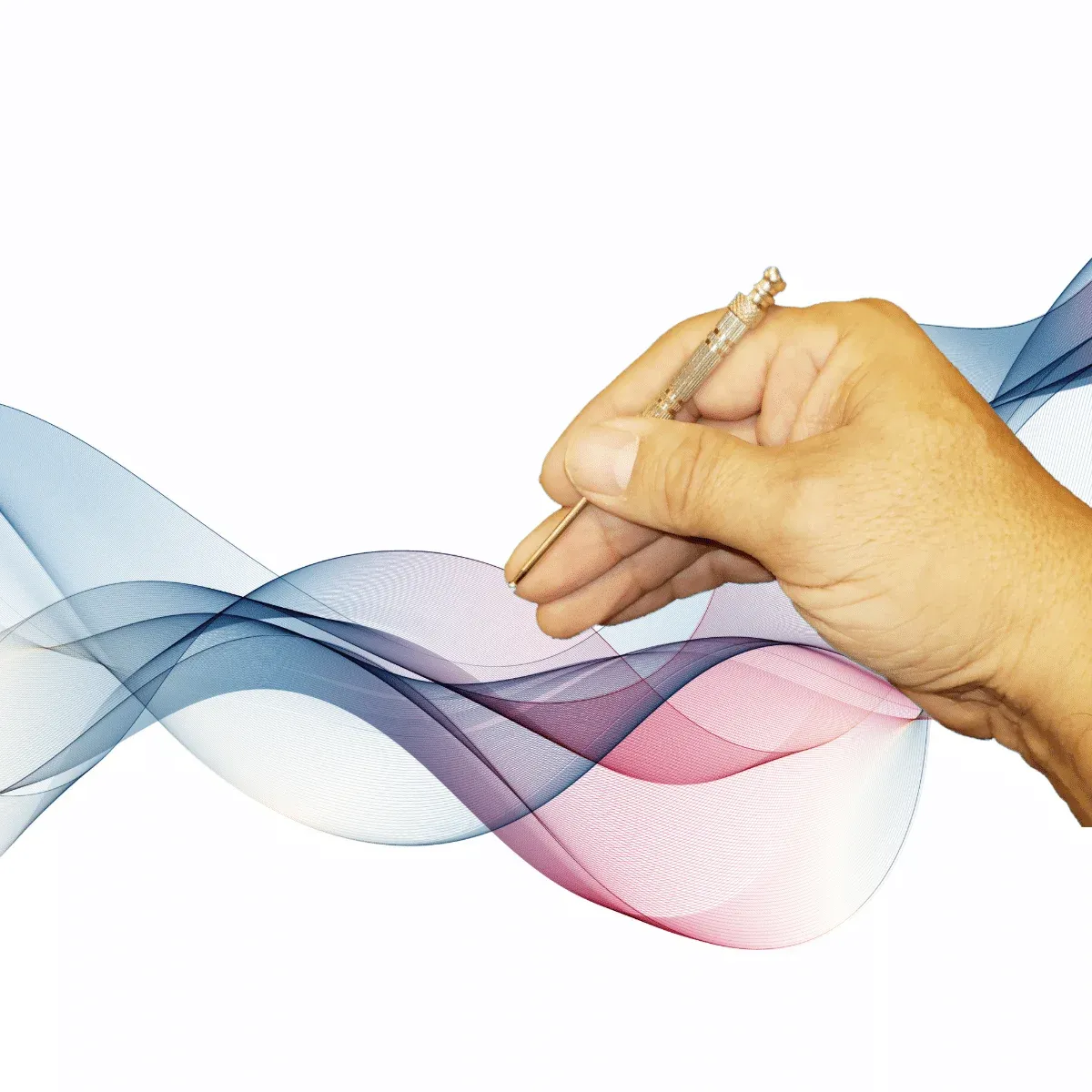 Doc Blackstone's hand holding a teishin with wave of light passing